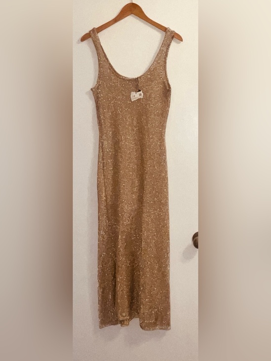 Zara Dresses & Skirts - Zara Gold Metallic Scoop Neck Maxi Dress NWT (Tags torn)